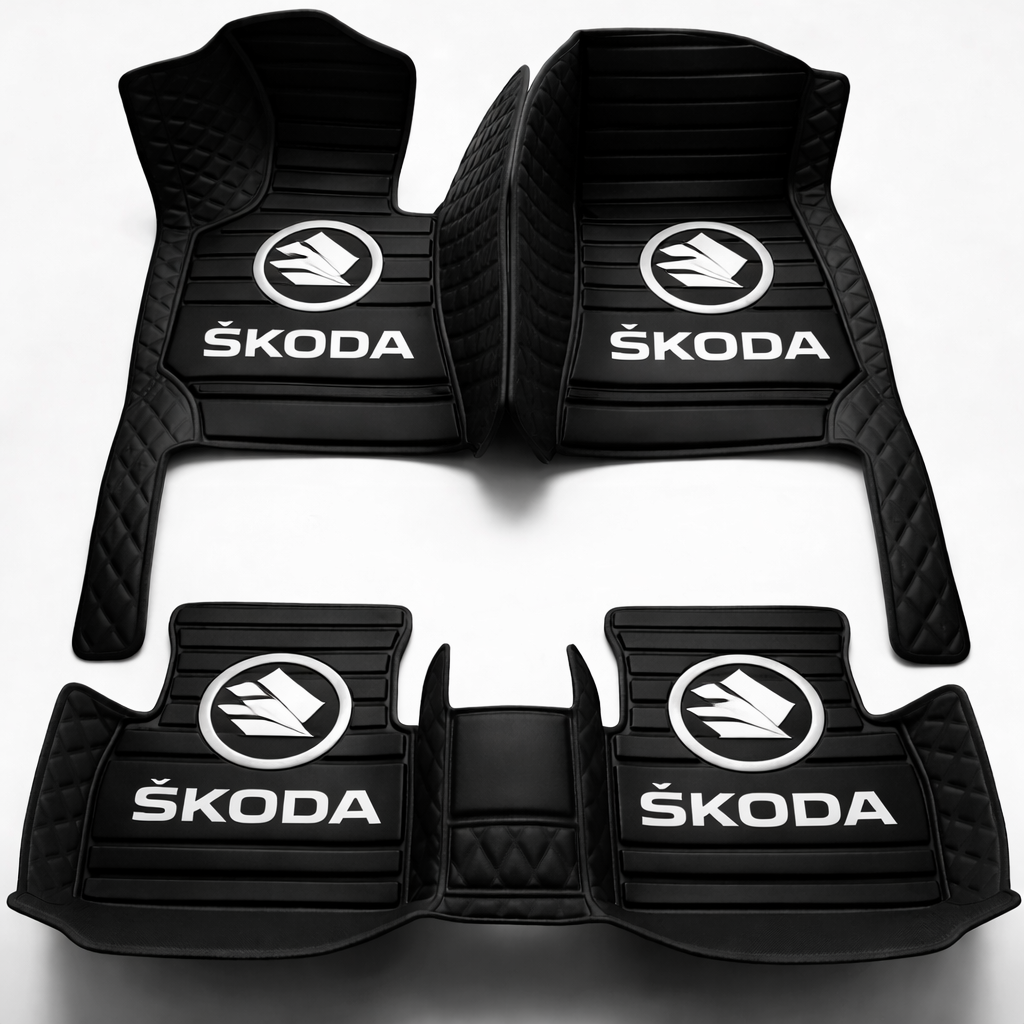 Set premium de covorașe auto din PVC și piele: protecție completă, rezistente la apă și perfecte pentru orice sezon – set complet față + spate.