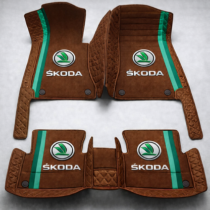 Set premium de covorașe auto din PVC și piele: protecție completă, rezistente la apă și perfecte pentru orice sezon – set complet față + spate.